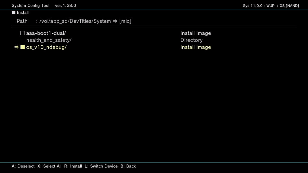 System Config Tool: browsing install packages on SD card (OSv10)