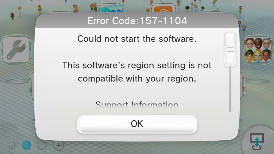 Wii U Error Code: 157-1104 (region brick)