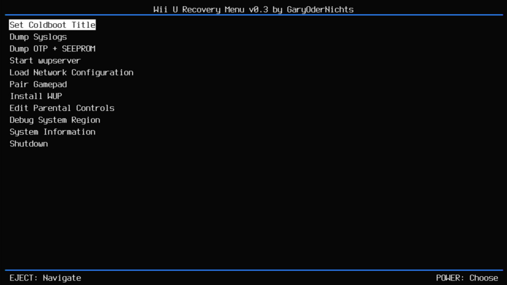 Wii U Recovery Menu 0.3 by GaryOderNichts